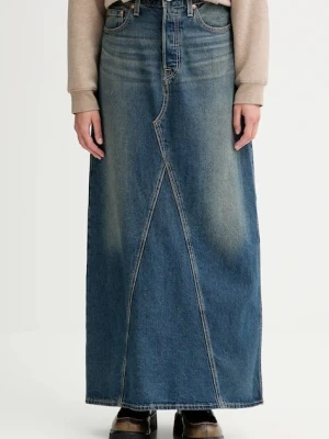 Levi's spódnica jeansowa kolor granatowy maxi prosta A8727