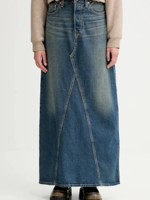 Levi's spódnica jeansowa kolor granatowy maxi prosta A8727