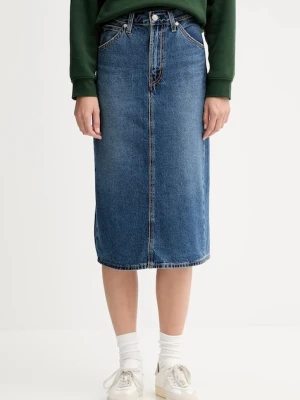 Levi's spódnica jeansowa kolor niebieski midi prosta 001VH