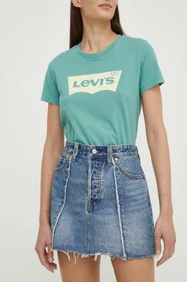 Levi's spódnica jeansowa kolor niebieski mini ołówkowa