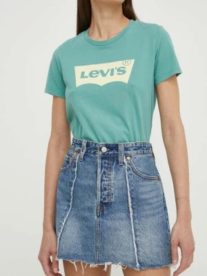 Levi's spódnica jeansowa kolor niebieski mini ołówkowa