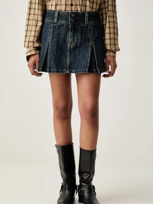 Levi's spódnica sztruksowa INVERTED PLEAT MINI granatowy