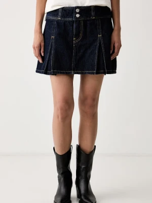 Levi's spódnica sztruksowa INVERTED PLEAT MINI granatowy