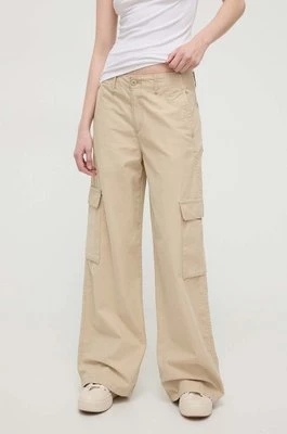 Levi's spodnie BAGGY CARGO damskie kolor beżowy szerokie high waist