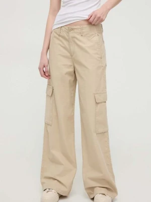 Levi's spodnie BAGGY CARGO damskie kolor beżowy szerokie high waist