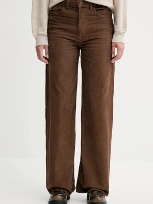 Levi's spodnie sztruksowe RIBCAGE WL BRAIDED damskie kolor brązowy szerokie high waist 001US