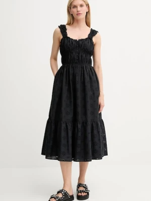 Levi's sukienka bawełniana AMAYA TIERED MAXI DRESS kolor czarny midi rozkloszowana 001TB