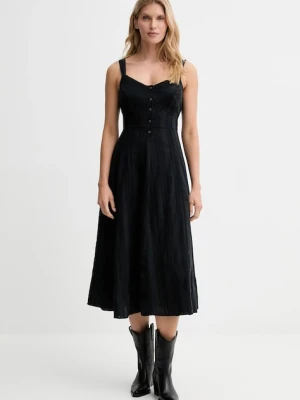 Levi's sukienka bawełniana kolor czarny midi rozkloszowana 003PR