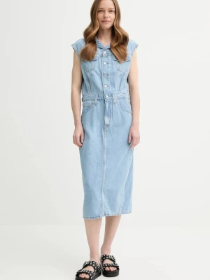 Levi's sukienka jeansowa ICONIC SLEEVELESS DRESS kolor niebieski midi prosta 001WF