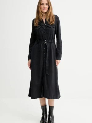 Levi's sukienka jeansowa kolor czarny midi rozkloszowana 004H3