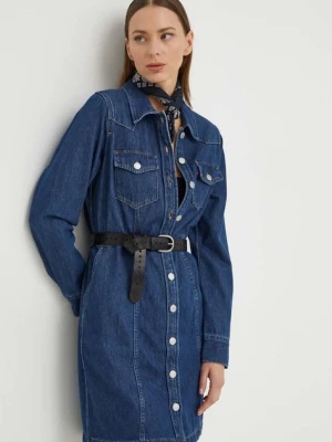 Zdjęcie produktu Levi's sukienka jeansowa kolor granatowy mini prosta