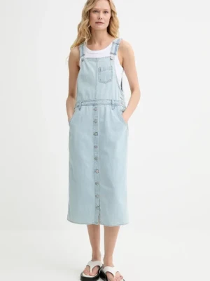 Levi's sukienka jeansowa kolor niebieski midi rozkloszowana