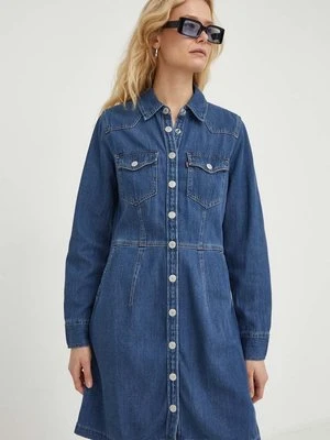 Levi's sukienka jeansowa kolor niebieski mini prosta