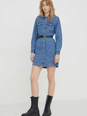 Levi's sukienka jeansowa kolor niebieski mini prosta