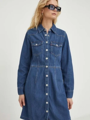 Levi's sukienka jeansowa kolor niebieski mini prosta