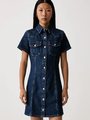Levi's sukienka jeansowa TRACE WESTERN granatowy