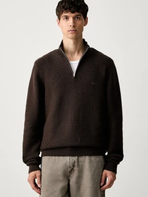Levi's sweter męski z dodatkiem wełny LIGHTWEIGHT HM QUARTER ZIP brązowy