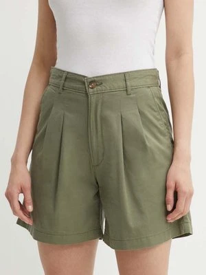 Levi's szorty damskie kolor zielony gładkie high waist