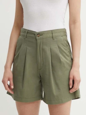 Levi's szorty damskie kolor zielony gładkie high waist
