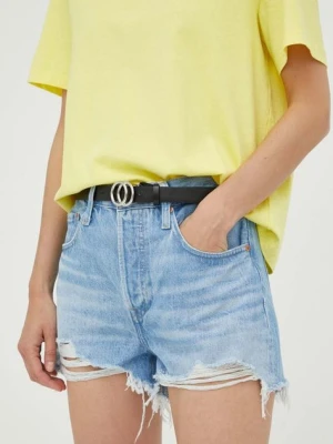 Levi's szorty jeansowe 501 damskie kolor niebieski gładkie high waist 56327.0086-LightIndig