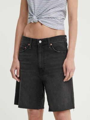 Levi's szorty jeansowe BERMUDA SHORT damskie kolor czarny gładkie high waist A8720