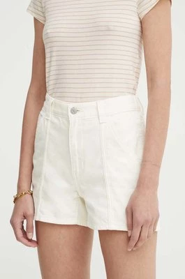 Levi's szorty jeansowe CARPENTER SHORT damskie kolor beżowy gładkie high waist A8719