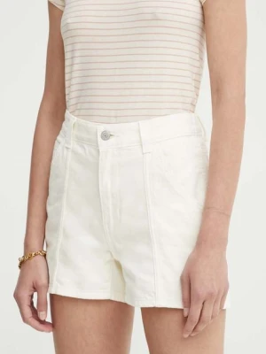 Levi's szorty jeansowe CARPENTER SHORT damskie kolor beżowy gładkie high waist A8719