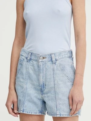 Levi's szorty jeansowe CARPENTER SHORT damskie kolor niebieski gładkie high waist A8719