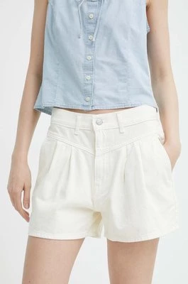 Levi's szorty jeansowe damskie kolor beżowy gładkie high waist