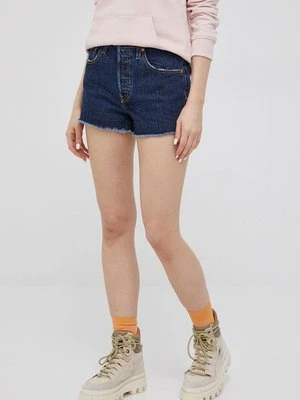 Levi's szorty jeansowe damskie kolor granatowy gładkie high waist