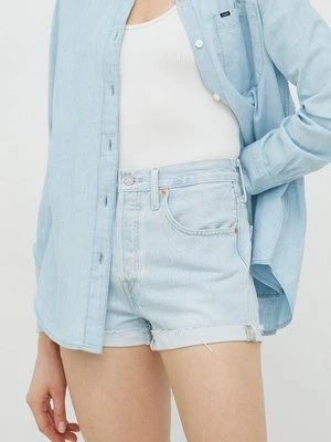 Levi's szorty jeansowe damskie kolor niebieski gładkie high waist 56327.0313-LightIndig