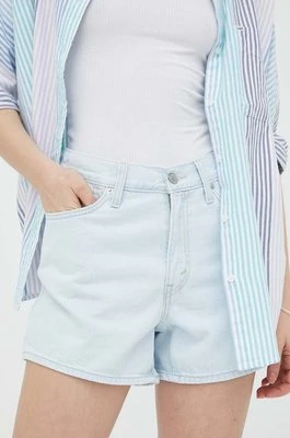 Levi's szorty jeansowe damskie kolor niebieski gładkie high waist