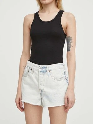 Levi's szorty jeansowe damskie kolor niebieski gładkie high waist