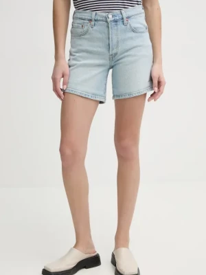 Levi's szorty jeansowe damskie kolor niebieski gładkie high waist