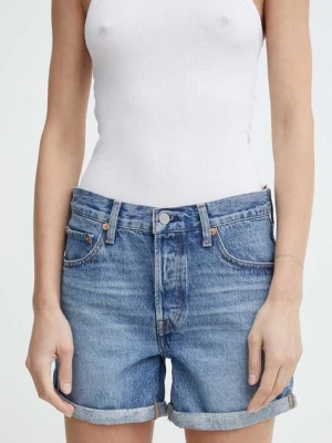 Levi's szorty jeansowe damskie kolor niebieski gładkie high waist