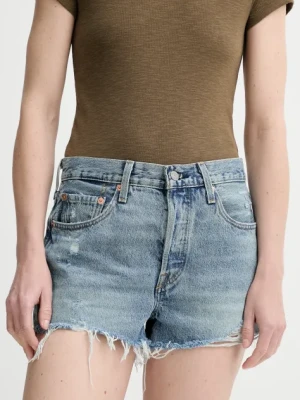 Levi's szorty jeansowe damskie kolor niebieski gładkie high waist