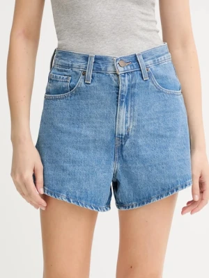 Levi's szorty jeansowe damskie kolor niebieski gładkie high waist A1965