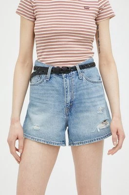 Levi's szorty jeansowe damskie kolor niebieski gładkie high waist A4695.0001-LightIndig