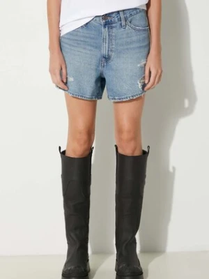 Levi's szorty jeansowe damskie kolor niebieski gładkie high waist A4695.0001-LightIndig