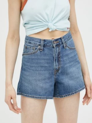 Levi's szorty jeansowe damskie kolor niebieski gładkie high waist A4695.0003-MedIndigoW