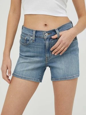 Levi's szorty jeansowe damskie kolor niebieski gładkie medium waist