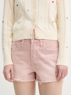 Levi's szorty jeansowe damskie kolor różowy gładkie high waist