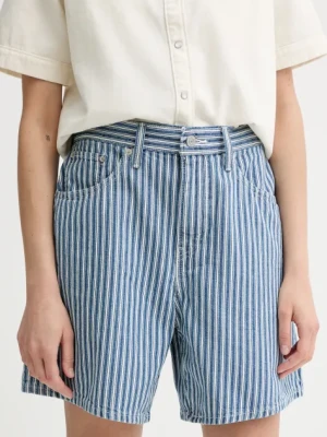 Levi's szorty jeansowe HIGH BAGGY SHORT damskie kolor niebieski gładkie high waist A9311