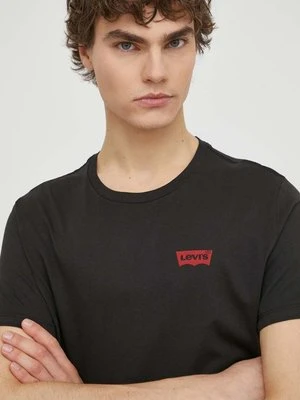 Levi's t-shirt bawełniany 2-pack męski kolor czarny z nadrukiem