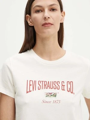 Levi's t-shirt bawełniany damski kolor beżowy 17369