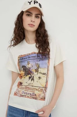 Levi's t-shirt bawełniany damski kolor beżowy