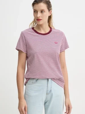 Levi's t-shirt bawełniany damski kolor bordowy