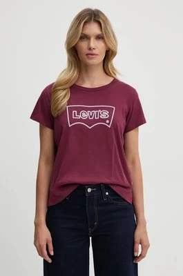 Levi's t-shirt bawełniany damski kolor bordowy A8804