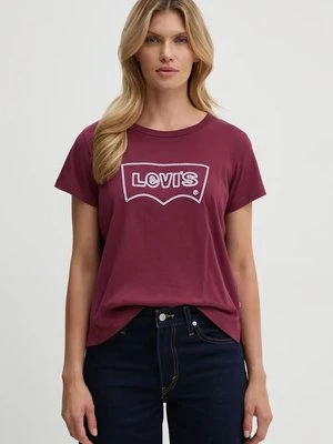 Levi's t-shirt bawełniany damski kolor bordowy A8804