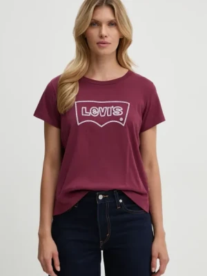 Levi's t-shirt bawełniany damski kolor bordowy A8804